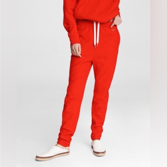Rag and Bone Terry Red Drawstring Lounge Sweatpants - Picture 1 of 9
